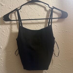 La Hearts Black ribbed tank top